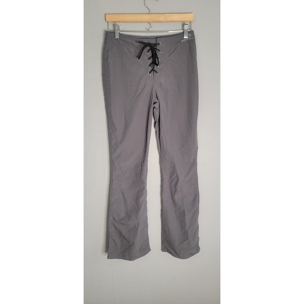 Y2K Surf Bodywaves Flare Pants Size 7 Gray Lace Up Surf Women Blue Crush
